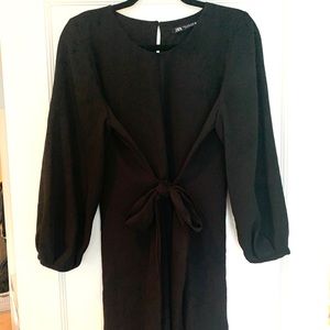 Zara Black Front Tie Dress
